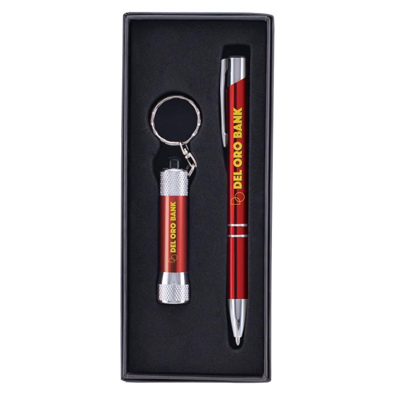 Tres-Chic & Chroma ColorJet Full Color Metal Pen & Flashlight Gift Set