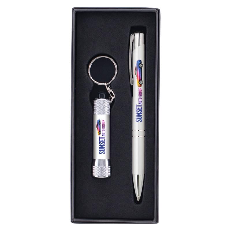 Tres-Chic & Chroma - ColorJet - Full Color Metal Pen & Flashlight Gift Set