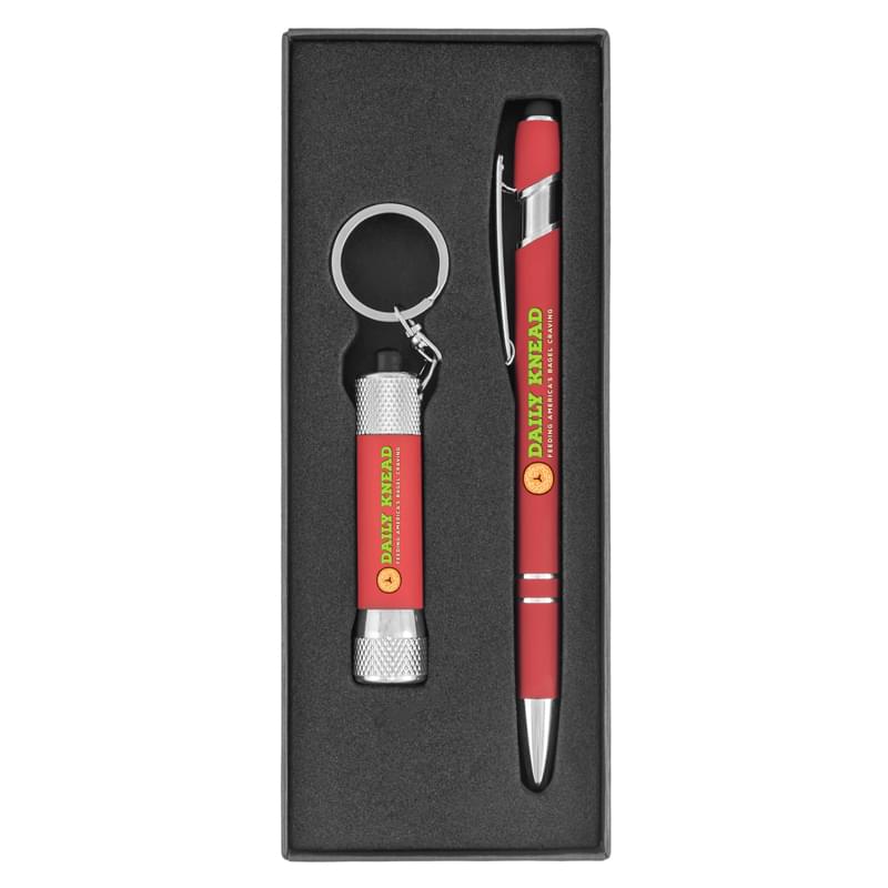 Ellipse & Chroma Softy ColorJet Full Color Metal Pen & Flashlight Gift Set