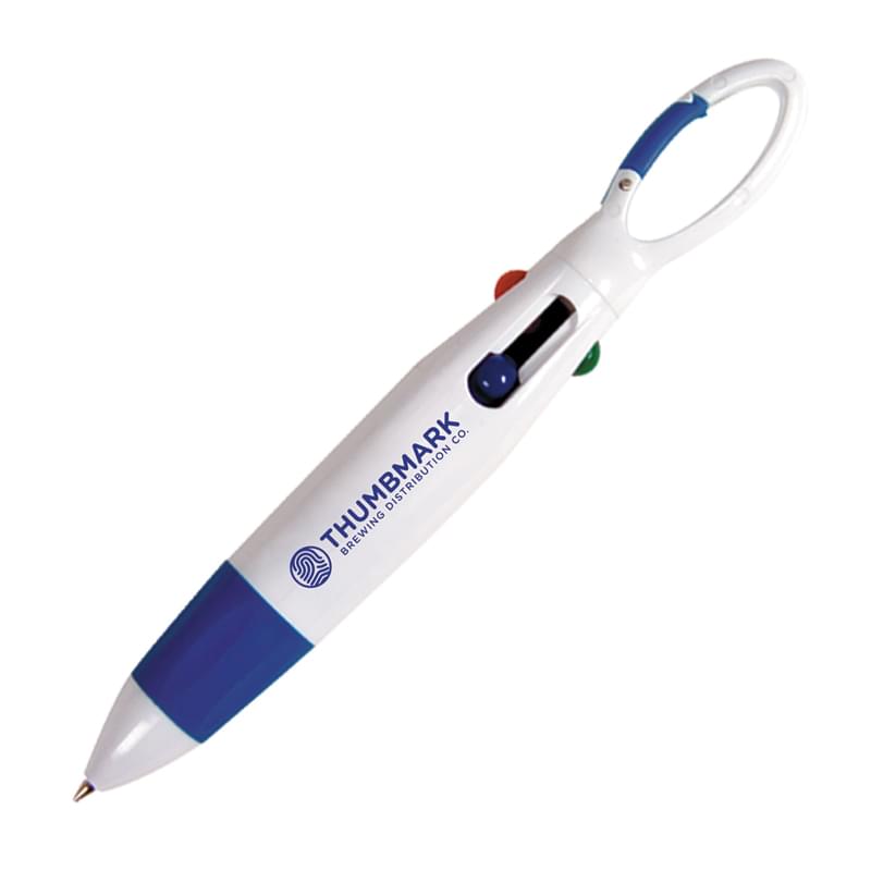 4-Color Clipper Pen w/ Carabiner & Interchangeable Inks