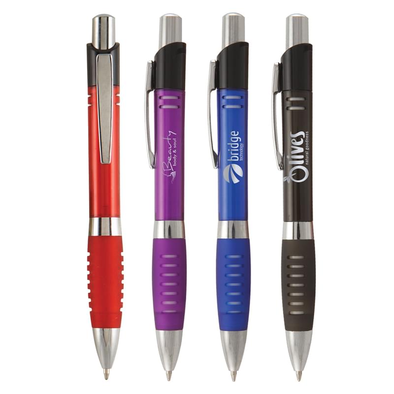 Tenso Ballpoint w/ Slit Grip & Wide Silver Band Pen