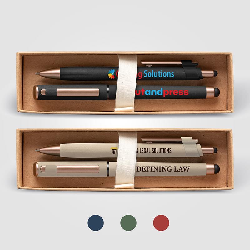 York Recycled Plastic Bronze Trim Pen Gift Set