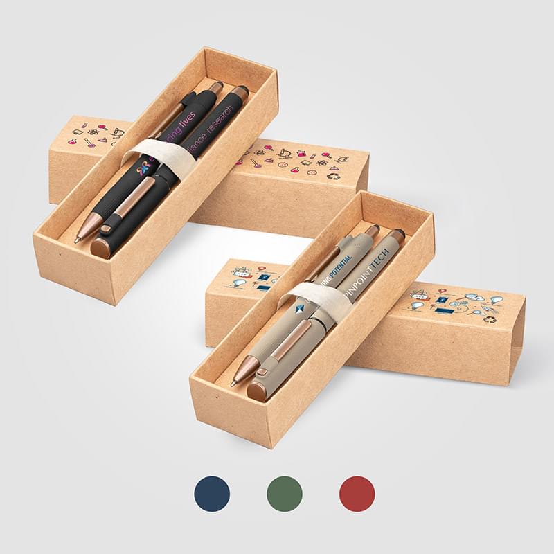 York Recycled Plastic Bronze Trim Pen Gift Set – Box Decorated