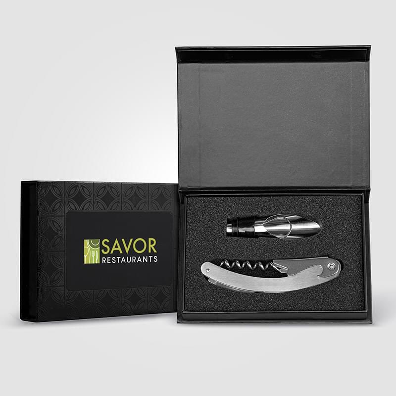 Raven Stainless Steel & Silicone Wine Set & Gift Box – 2 Pcs -ColorJet