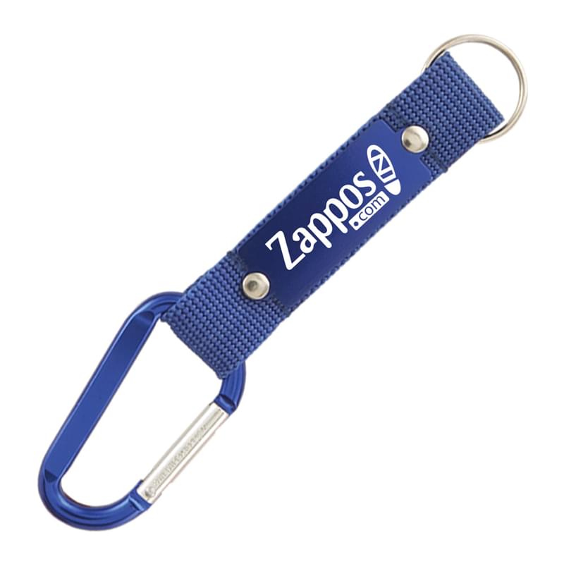 Strap Happy Keychain - Laser Engraved Key Tag with Carabiner & Mesh Strap