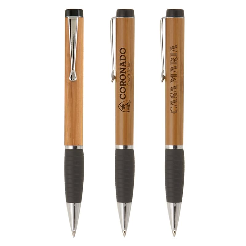 Tahiti - Laser Engraved - Natural Bamboo Barrel Pen 1