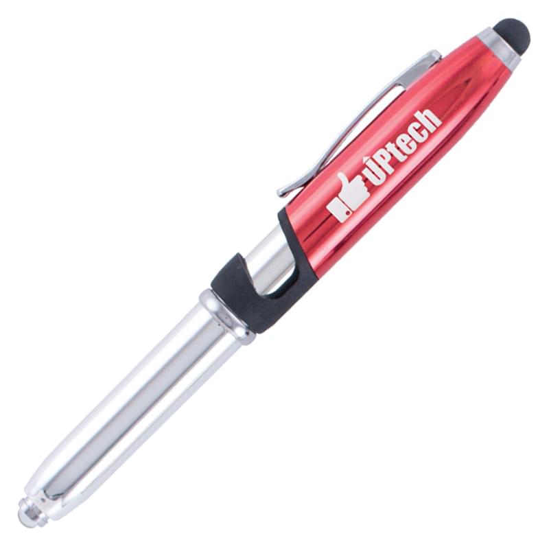 Vivano Tech 4-in-1 Pen, Stylus, LED Flashlight, Phone Stand - Laser Engraved - Metal Pen