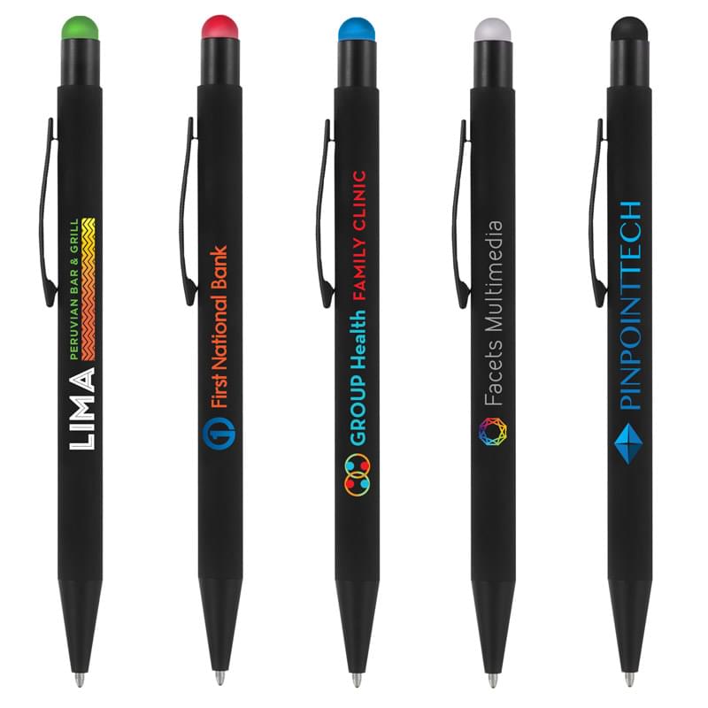 Bold Midnight Softy w/Stylus -   - Full Color Metal Pen