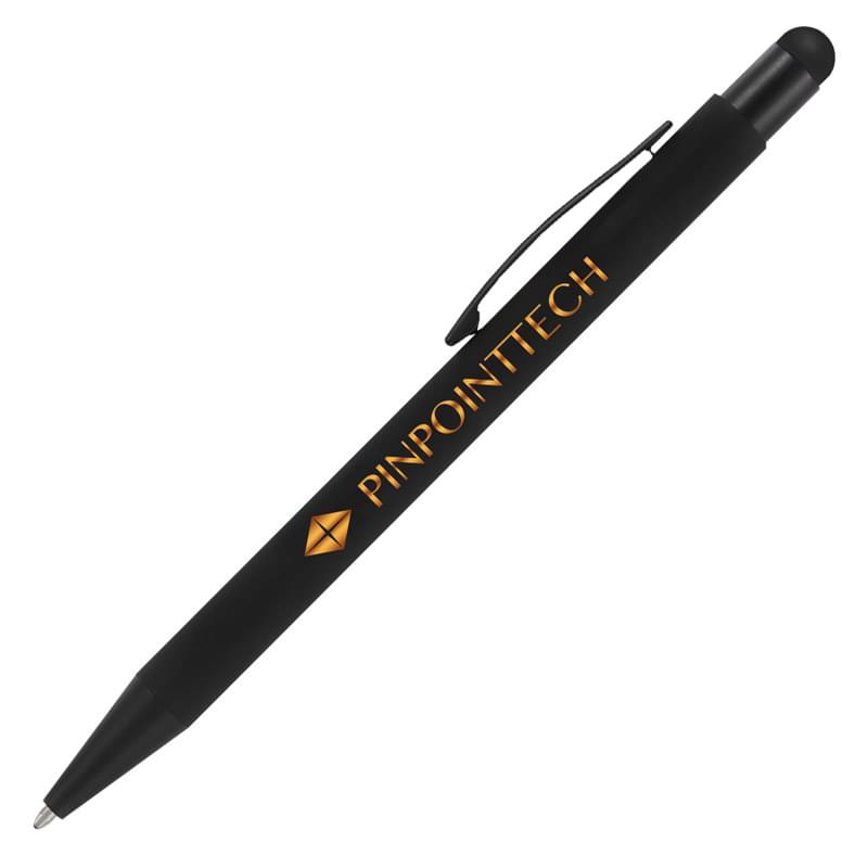 Bold Midnight Softy w/Stylus - Laser Engraved Metal Pen 2