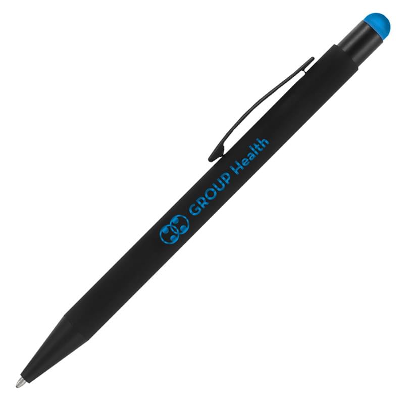 Bold Midnight Softy w/Stylus - Laser Engraved Metal Pen 6