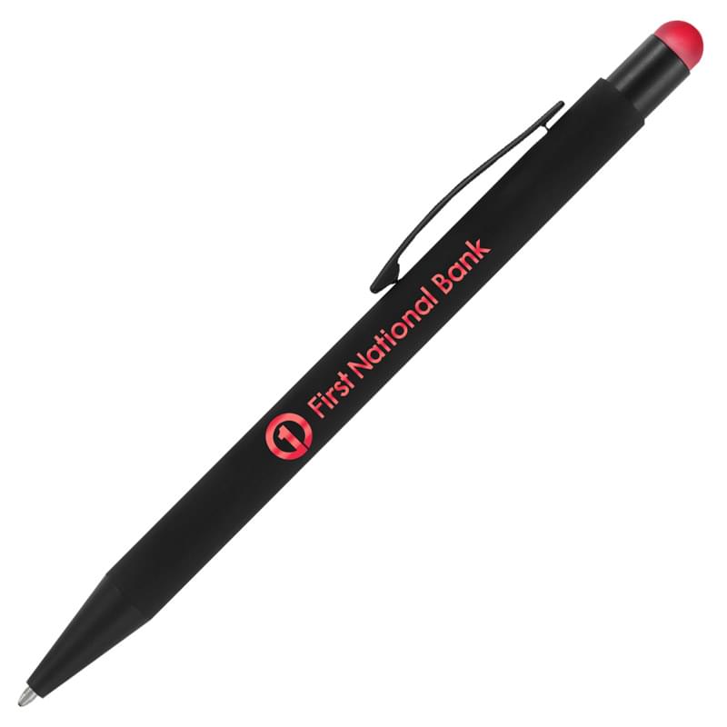 Bold Midnight Softy w/Stylus - Laser Engraved Metal Pen 4