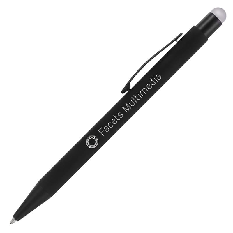 Bold Midnight Softy w/Stylus - Laser Engraved Metal Pen 5
