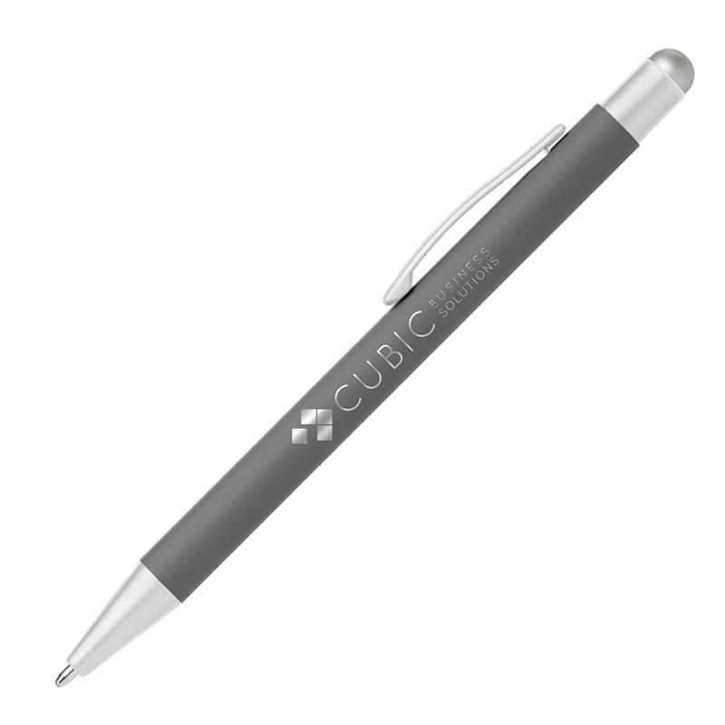 Bowie Softy Satin with Stylus - Laser Engraved Metal Pen