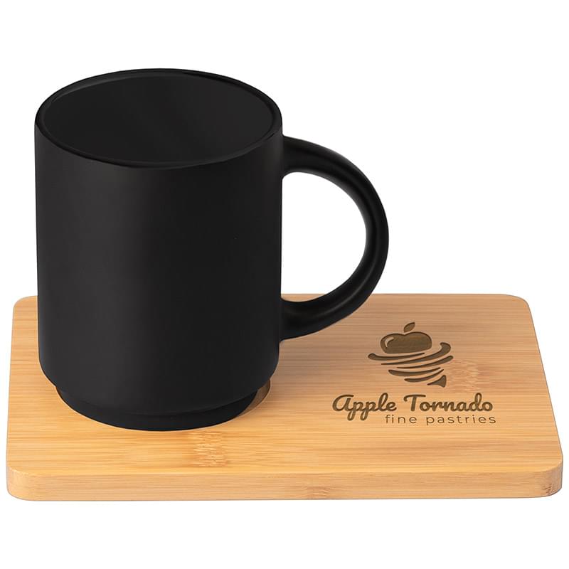 Café Duo - 11 oz. Ceramic Mug & Bamboo Board Set - Laser