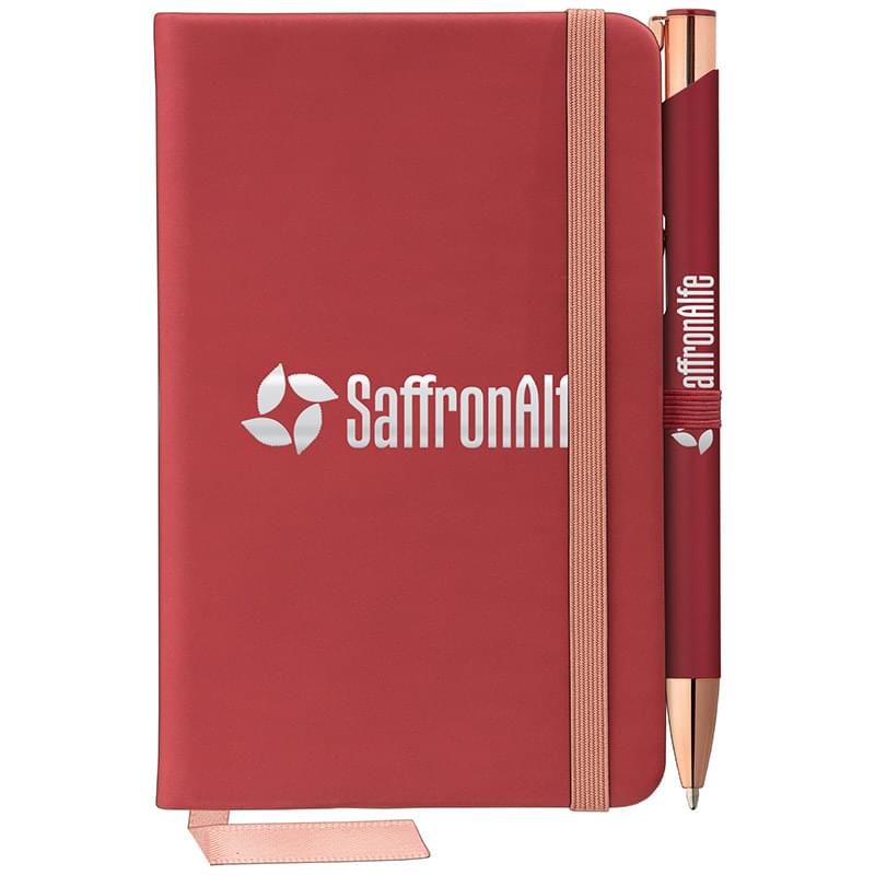 Miller Softy Rose Gold Notebook & Tres-Chic Pen Gift Set
