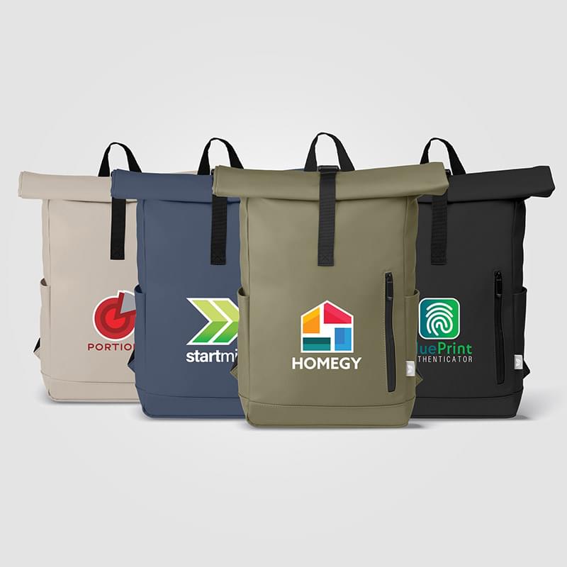 Malmö rPET  Waterproof Zipper 15-Inch Laptop Rolltop Backpack – 12L - Heat Transfer