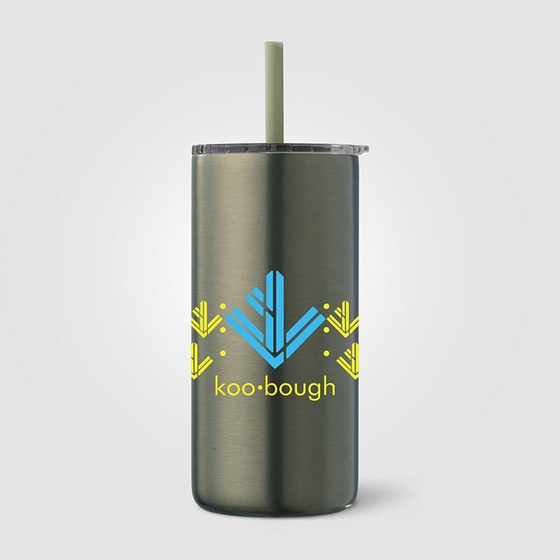 Borealis Recycled Stainless Steel Straw Tumbler - 16 oz. - ColorJet