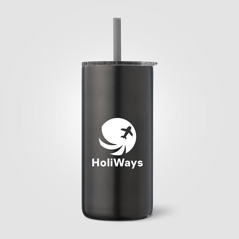 Borealis Recycled Stainless Steel Straw Tumbler - 16 oz.