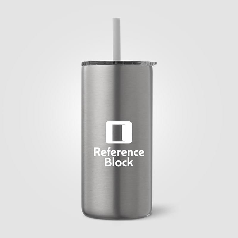 Borealis Recycled Stainless Steel Straw Tumbler - 16 oz.