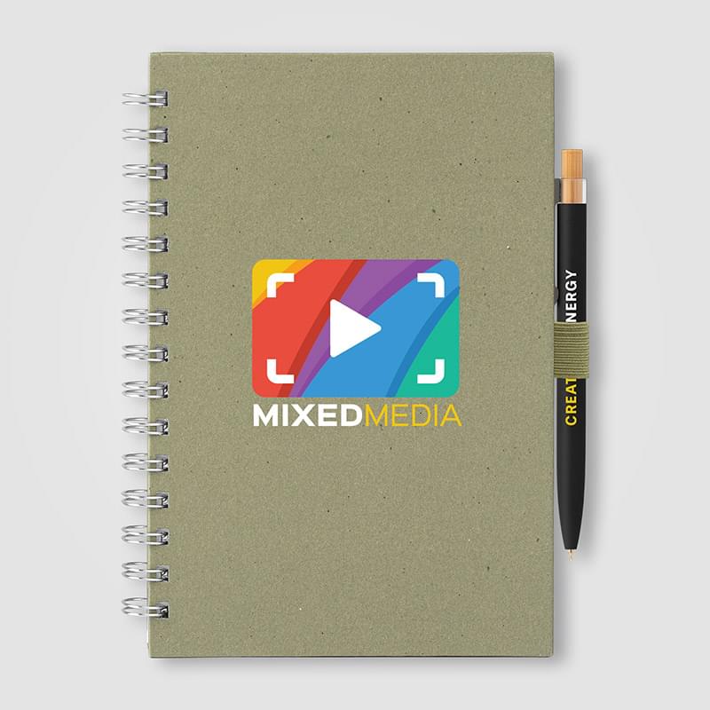 Terra Recycled Milk Carton Hard Cover Spiral A5 Notebook & Reborn Pen Set