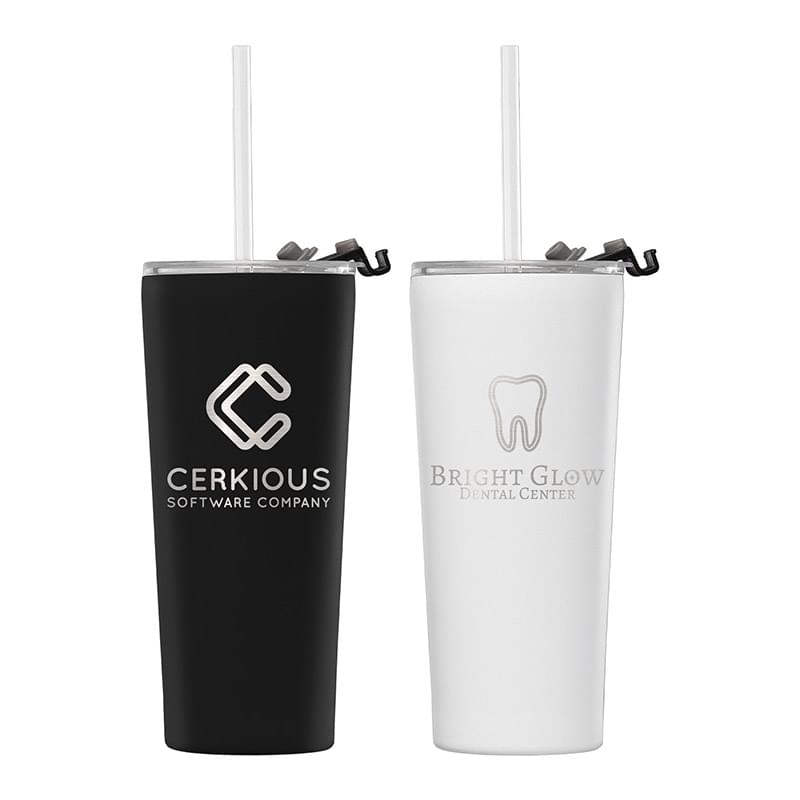 Excalibur - 22 oz. Double-Wall Stainless Tumbler with Straw?? - Laser
