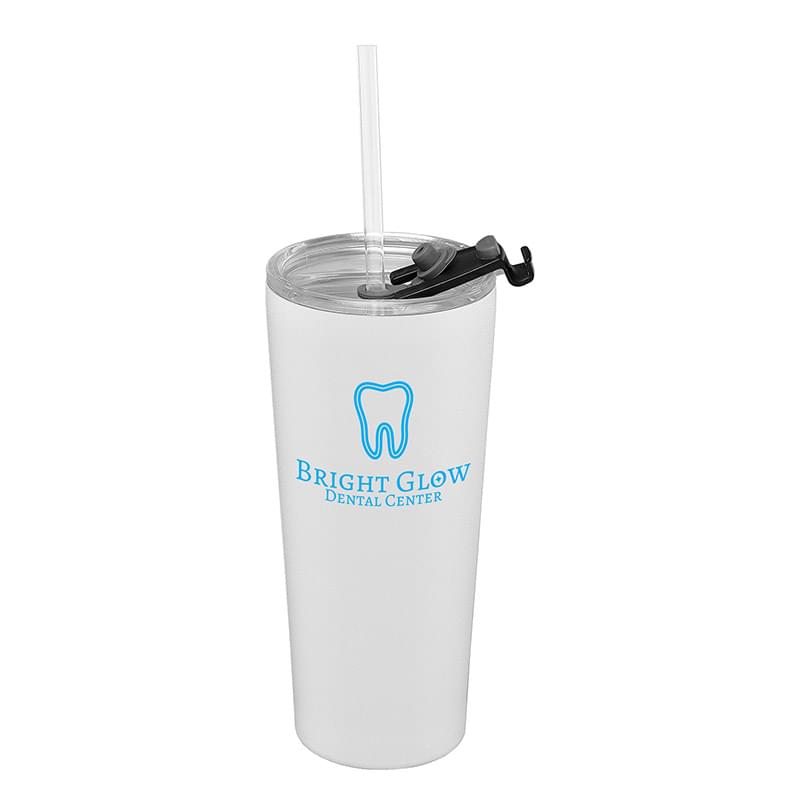 Excalibur - 22 oz. Double-Wall Stainless Tumbler with Straw?