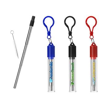 Stainless Reusable Drinking Straw with Case Full Color