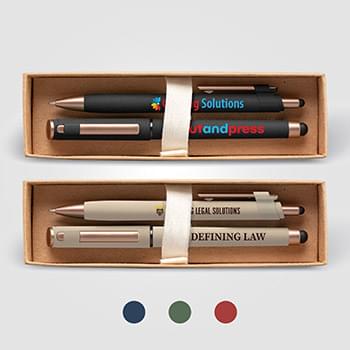 York Recycled Plastic Bronze Trim Pen Gift Set