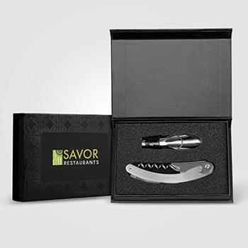 Raven Stainless Steel & Silicone Wine Set & Gift Box – 2 Pcs -ColorJet