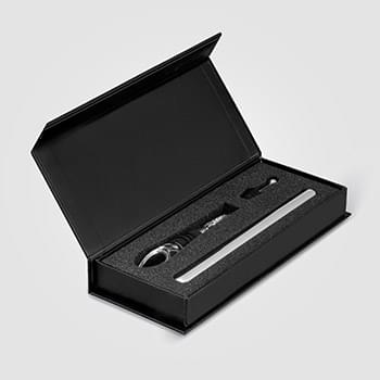 Neve Recycled Stainless Steel Wine Chiller Set & Gift Box  - 2 pcs