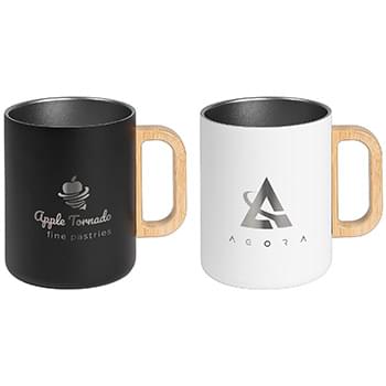 Vancouver - 15 oz. Stainless Steel Double Wall Mug with Bamboo Handle - Laser