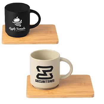 Café Duo - 11 oz. Ceramic Mug & Bamboo Board Set