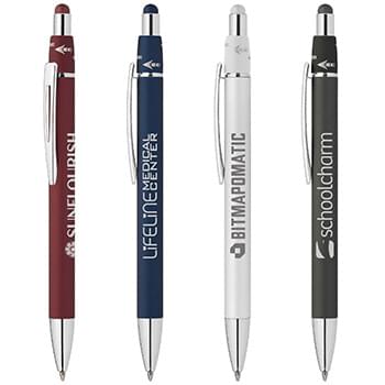 Orbit Spinner Chrome Metal Pen w/ Stylus - Laser