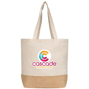 Rio™ Shopper Tote Bag - 5 oz. Recycled Cotton Blend with Jute - Heat Transfer
