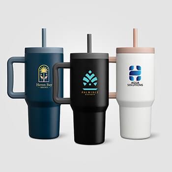 Grosche Aspen Stainless Steel Triple-Wall Insulated Straw Mug - 32oz  -ColorJet