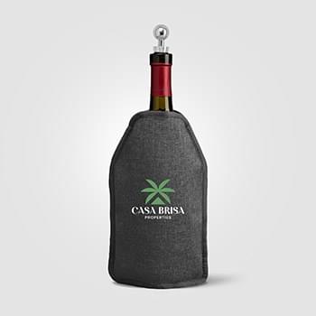 Nest Recycled Polyester Heathered Wine Bottle Cooler – 6.4 x 8.9 in. - Heat Transfer