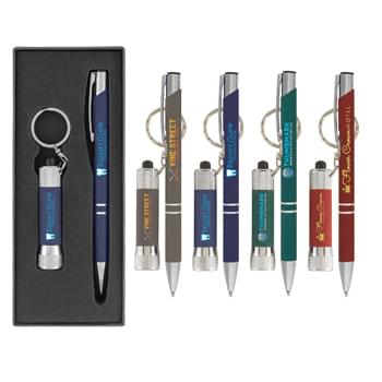 Tres-Chic & Chroma Softy ColorJet Full Color Metal Pen & Flashlight Gift Set