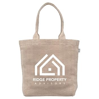 LAST CHANCE - Savannah - Cotton & Jute Tote with Herringbone Pattern